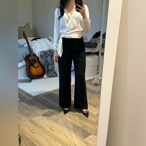 Abercrombie and Fitch White Satin Wrap tie waist blouse long sleeve